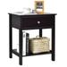 2 Tier Modern End Table Nightstand w Drawer Shelf Sofa Side Table