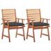 walmeck Patio Dining Chairs 2 pcs with Cushions Solid Acacia Wood