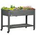 Outsunny 47 x 21 Raised Garden Bed Elevated Wooden Planter Box w/ Lockable Wheels Storage Shelf and Bed Liner for Backyard Patio Dark Gray