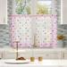 Bazaahm Pink Kitchen Curtains Semi Sheer Metallic Polka Dots Printed Pattern Tier Drapes for Bathroom Rod Pocket 36 L x 28 W 1 Pair