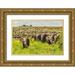 Jaynes Gallery 14x11 Gold Ornate Wood Framed with Double Matting Museum Art Print Titled - Africa-Tanzania-Serengeti National Park Migration of zebras and wildebeests with elephant herd