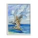 Stupell Industries Pelicans Trio Over Ocean Shore Painting White Framed Art Print Wall Art Design by Paul Brent