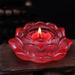 wofedyo Candle Holder 7 Colors Glass Lotu Flower Candle Tea Light Holder Buddhist Candlestick Red 15*13*5