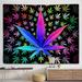 Cool Trippy Weed Tapestry Neon Tie Dye Marijuana Leaf Cannabis Art Tapestry Wall Hanging for Men Bedroom Colourful Blacklight Tapestries Poster Blanket College Dorm Home Decor (60X40)