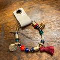 Anthropologie Jewelry | Anthropologie, Large Bead / Tassel / Gold Plated Charm Colorful Bracelet! Nwt!! | Color: Gold/Red | Size: Os