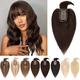 S-noilite Hair Toppers for Thinning Hair Women Real Hair with Bangs, Human Hair Extensions With Fringe Clip in Toupee Silk Base Hair Pieces 130% Density (14 Inch, 2 Dark Brown)