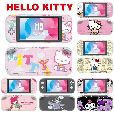Sanurgente Hello Kitty pour Nintendo Switch Lite Skin Sticker Kawaii Cartoon Kuromi Mymelody PVC