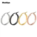 MadApe-Boucles d'Oreilles Créoles Rétro en Acier Inoxydable pour Femme Couleur Or Argent Noir