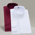 Chemise à Manches sulfpour Homme Style Chinois Col Montant en Coton Blanc Noir Sans Repassage