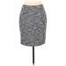 Ann Taylor Casual Pencil Skirt Knee Length: Blue Tweed Bottoms - Women's Size 2 Petite