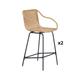 Chaises de bar et d'ilot 65 cm en rotin synthétique et métal-Lot de 2