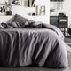 Housse de couette unie en lin gris anthracite 240x260