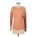 Sonoma Goods for Life Plus Long Sleeve T-Shirt: Crew Neck Covered Shoulder Orange Print Tops - Women's Size Small Plus