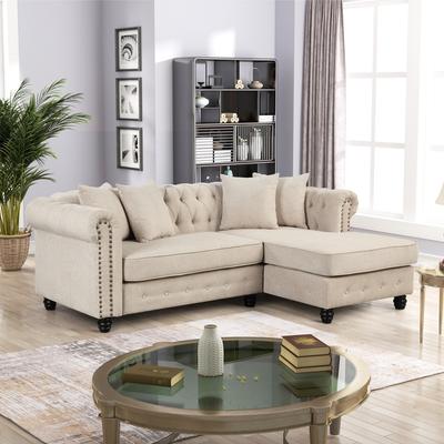 Morden Fort Chesterfield Sofa Living Room Furniture Couches Linen