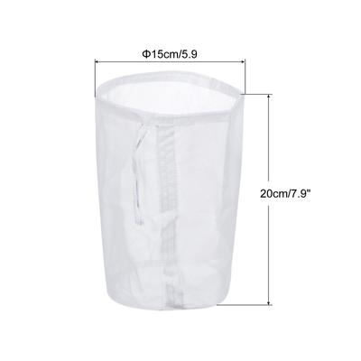 160 Mesh Paint Filter Bag 5.9" Dia Nylon Strainer with Drawstring 2Pcs - White