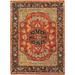 Canvello Serapi Hand-Knotted Rust/Navy Wool Area Rug- 5'2" X 6'10" - Rust - Navy - 5' 1" X 7' 2"