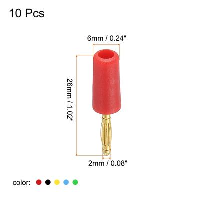 Banana Plugs Connector Jack Connector Solder Type 2mm Gold-Plated Copper 10Pcs - Red, Black, Yellow, Blue, Green