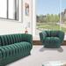 Saratoga Modern Green Velvet Upholstered Channel Tufted Arm Guest Chair