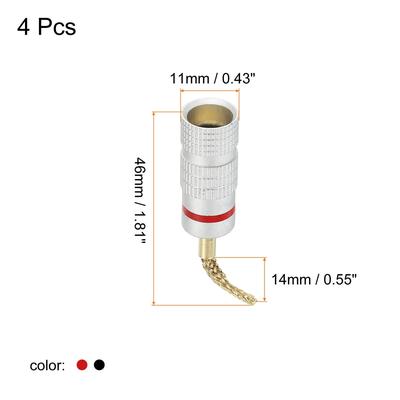 Flex Pin Banana Plugs Gold-Plated Insulated Red Black 4Pcs - Red, Black