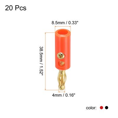 Speaker Banana Plugs Connector Jack Connectors 4mm Gold-Plated Alloy Red Black - Red, Black