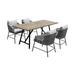 Koala and Calica 5 Piece Dining Set in Light Eucalyptus and Metal with Grey Rope