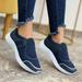 Gubotare Running Shoes For Women Womens White PU Leather Sneakers Low Top Tennis Shoes Casual Walking Shoes Dark Blue 6.5
