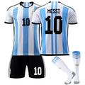 Argentina No.10 Messi Jersey (18 Yards) Argentina Soccer Jersey 2022 Messi Shirt Short Sleeve Football Kit Kids/Adult Soccer Fans Gifts