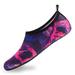 VIFUUR Water Shoes Barefoot Quick-Dry Beach Swim Socks for Women Purple/Red Feather