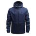 JDEFEG Mid Length Jacket Men Men Autumn and Winter Solid Casual Simple Coat Sports Pocket Zipper Baseball Clothes Flying Jacket Cold Weather Coats Blue L