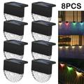 Solar Deck Lights Outdoor Lighting Backyard Decor Outside Step Lights Garden Post Fence - 8 Pack