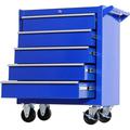 Seizeen Rolling Tool Boxes on Wheels 5 Drawers Tool Chest Storage Cabinet Metal Multifunctional Tool Cart Lockable for Garage Workshop 30 H Blue Tool Organizer