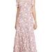 Free People Dresses | Free People In-The-Field Beige Pink Flowers Tiered Long Dress Large | Color: Tan | Size: M