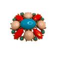 Anthropologie Jewelry | Anthropologie Faux Coral & Turquoise Brooch Gold Plated | Color: Pink | Size: Os