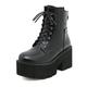 GooMaShoes Women's Goth Black Chunky High Heel Lace Up Emo Platform Boots, Gothic Cosplay Grunge Combat Boots, Punk Back Zipper Sewing Rave Ankle Boots Platform Shoes (UK Size 4)