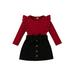 Douhoow 2PCS Toddler Girl Fall Clothes Kid Ribbed Sweater Bow Corduroy Short Skirts
