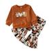 QYZEU Summer Clothes for Girls Sporty Clothes for Teen Girls Toddler Girls Winter Long Sleeve Letter Cow Brown Prints Tops Pants 2Pcs Outfits Clothes Set for Babys Clothes