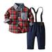 NKOOGH Bow Tie Outfits 4T Set for Boys Clothes Toddler Boy Clothes Baby Boy Clothes Baby Plaid Shirt Suspender Pants Set Outfit