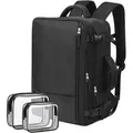 Softlife Travel Bag 17 Laptop Backpack Allowed on the Plane Large Carry on Backpack Waterproof Backpack School Bag Hiking Backpack Black(Including 2pcs Wash Bags)
