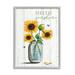 Stupell Industries Hello Sunshine Rustic Sunflower Jar Graphic Art Gray Framed Art Print Wall Art Design by Elizabeth Tyndall