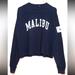 Brandy Melville Tops | New Brandy Melville Navy Cropped Long Sleeve Malibu Flag Tee | Color: Blue | Size: One Size