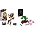 LEGO 76217 Marvel Ich Bin Groot Spielzeug zum Bauen, Set mit Baby Groot-Figur aus Guardians of The Galaxy 2 & 10281 Icons Bonsai Baum, Kunstpflanzen-Set zum Basteln