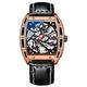 TEINTOP Chenxi Tonneau Watches for Men Automatic Skeleton Male Wristwatch (Rose Gold Black)