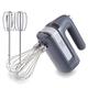 Rae Dunn Electric Hand Mixer, Handheld Mixers for Kitchen, With Beaters and Whisk Attachments for Cooking and Baking, Lightweight Handmixer Labeled BAKE by (Grey)