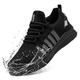 FLOWING PLUME Waterproof Trainers Men Lightweight Rain Men Trainers Comfortable Walking Sneakers Outdoor Fitness Casual Jogging (Black White,6.5 UK)