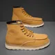 Bottines Chelsea en cuir jaune pour hommes chaussures d'hiver à lacets livraison gratuite