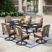 Lark Manor™ Argyri 6 - Person Outdoor Patio Dining Set w/ Rectangular Extendable Table & Swivel Chairs in Black/Brown | 84 W x 37.5 D in | Wayfair