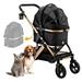 ENZO Pet Stroller Monza Luxury 3-In-1 Stroller Travel Carrier Car Seat For Pets (Black)