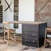 Park Hill Artist's Loft Island Desk Wood in Black/Brown/Green | 35.5 H x 36.75 W x 36.75 D in | Wayfair EFC81576