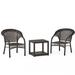 Belleville Outdoor 3 Piece Wicker Stacking Chair Chat Set Multibrown