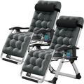 MOPHOTO 2 Pack Zero Gravity Chair with Headrest & Tray Outdoor Lawn Folding Lounge Chairs Zero Gravity Lounge Chair Padded Zero Gravity Chair